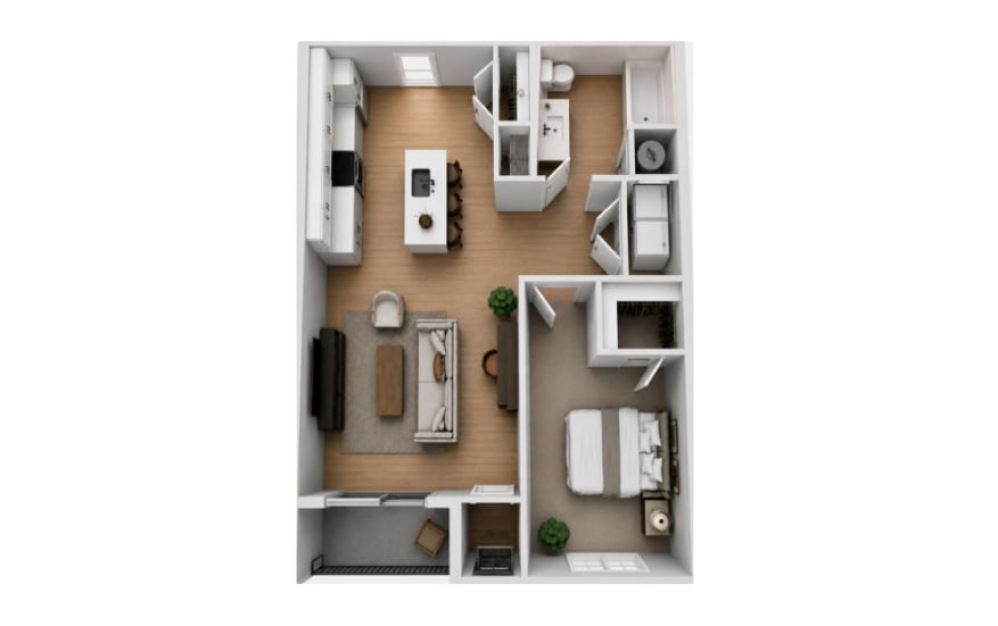Stella - 1 bedroom floorplan layout with 1 bathroom and 710 square feet